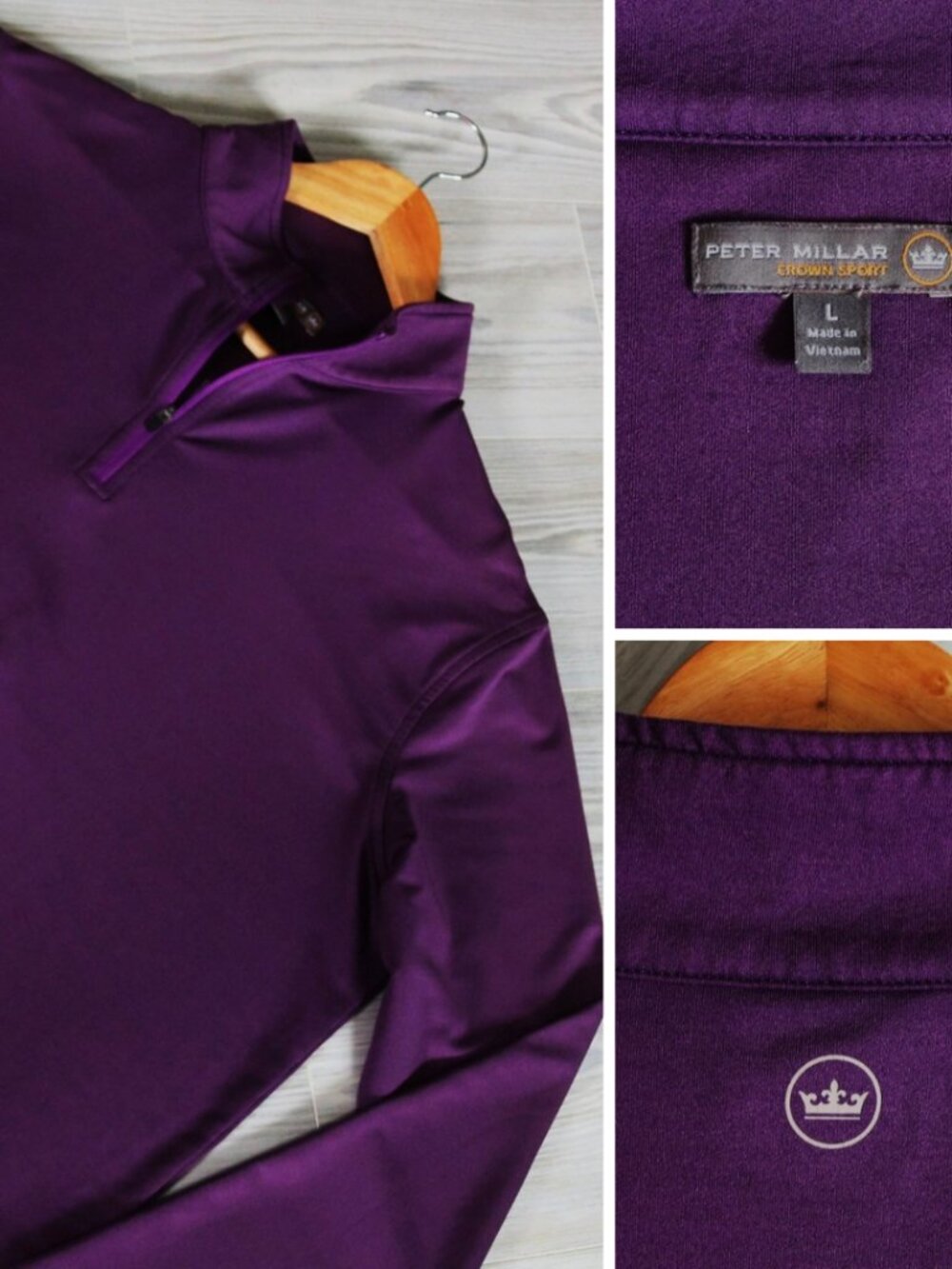 Peter Millar Crown Men's Purple Performance Golf 1/4 Zip Autumn Pullover Size L